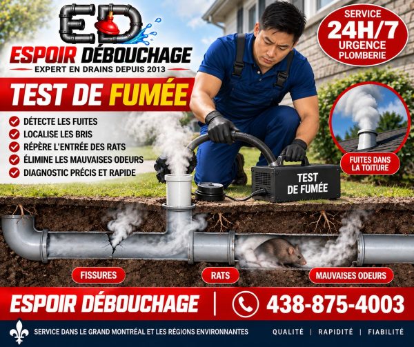 test de fumée plomberie 